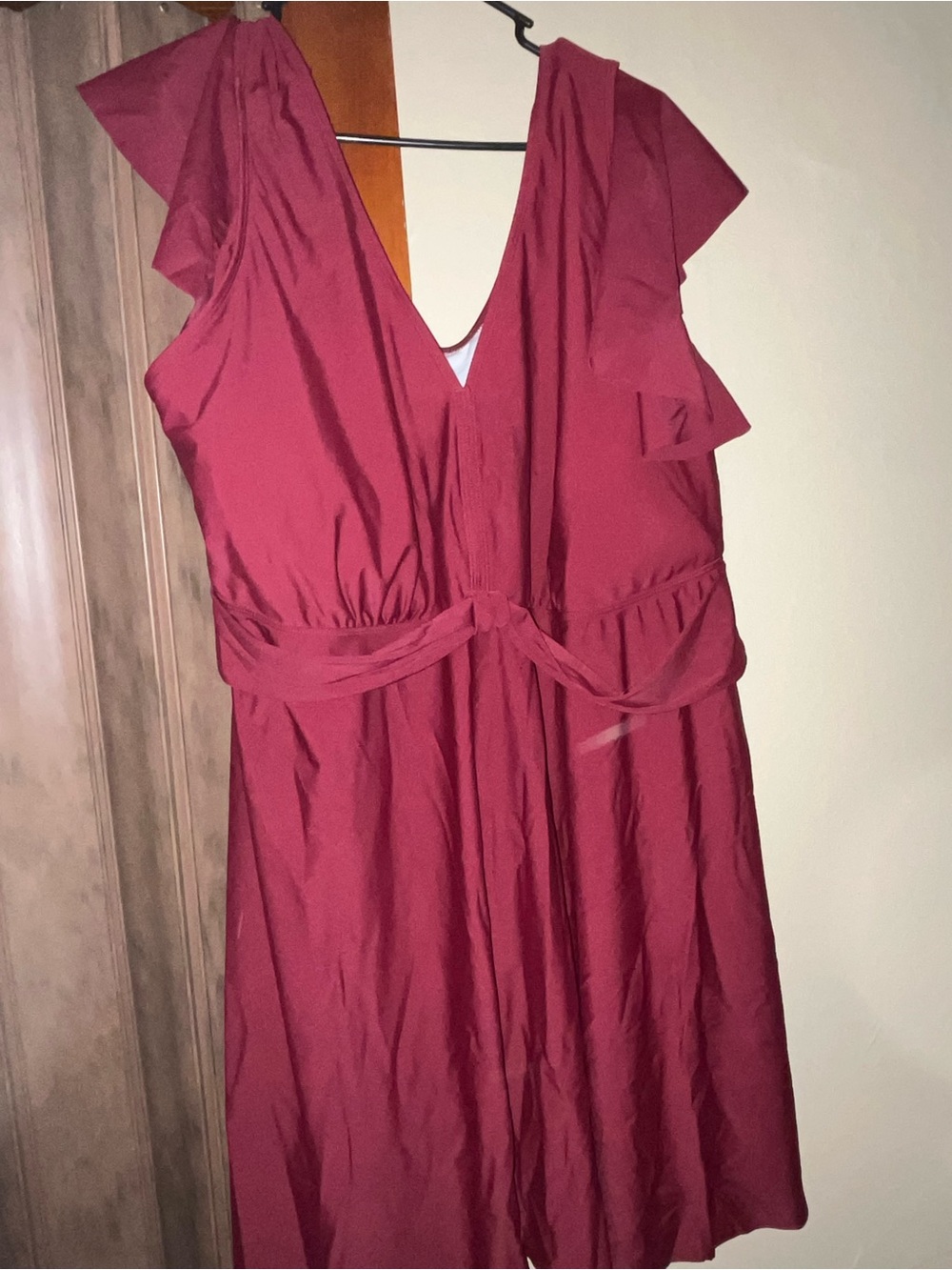 Women’s V-Neck Ruffle Sleeve  Swim Dress in Burgundy, Pink Swim Dress, etc. LOT